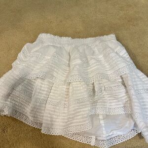 Aerie White Bubble Mini Skirt with Ruffled Tiers